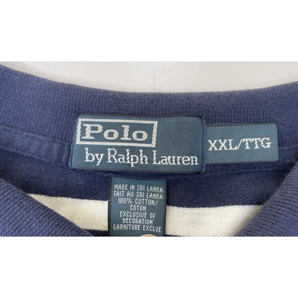 Polo Ralph Lauren Shirt Mens XXL TTG Striped Blue Cotton Short Sleeves - Picture 4 of 7